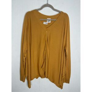 PLANET by‎ Lauren Sweater One Size Mustard Cardigan Lagenlook Pima Cotton Modal